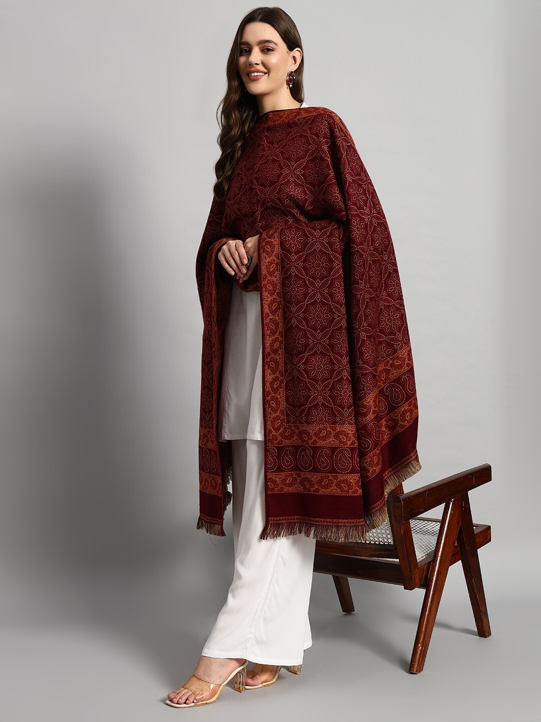 Oversized Blanket Cashmere Large Scarf Shawl Wrap Oversize Wool Throw Indian 80″