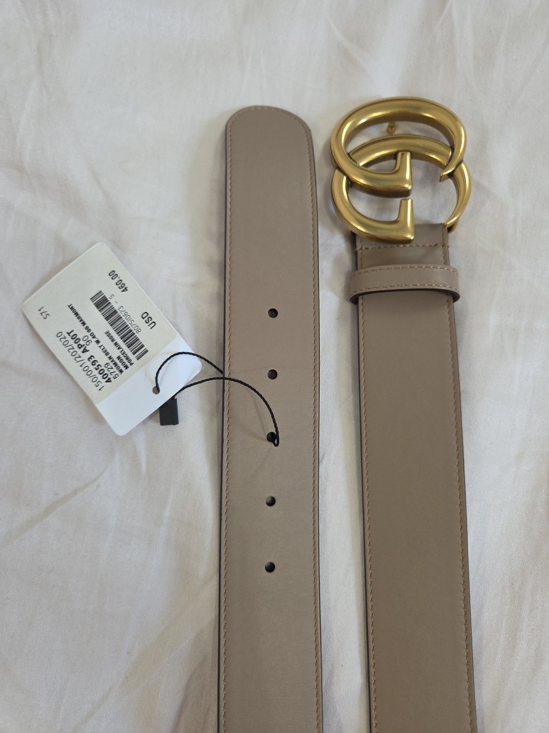 Authentic Gucci Pink Taupe Leather Belt, Women Size 30-32 IT 90CM