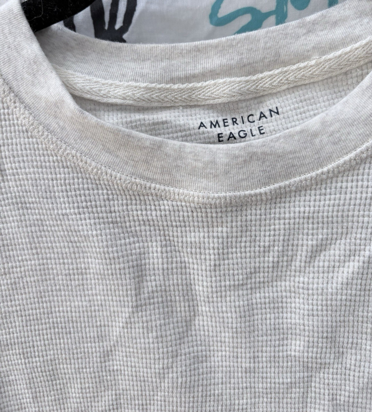 Mens American Eagle AEO Light Tan Flannel Long Sleeve Tee Top Size LT Large Tall