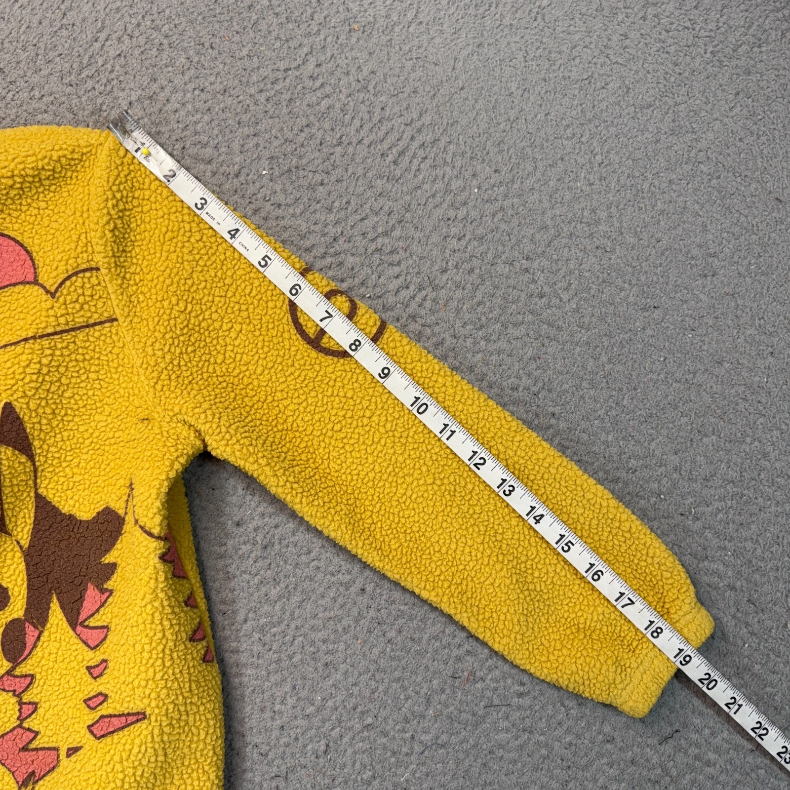 Pokemon 1/4 Zip Fleece Sweater Boys Large 10/12 Yellow Pikachu Pullover Cartoon