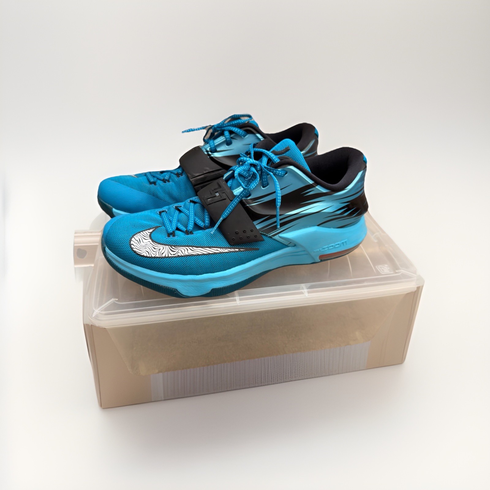 Nike KD VII 7 Size 13 CLEARWATER Blue Kevin Durant Basketball Shoes 653996-414