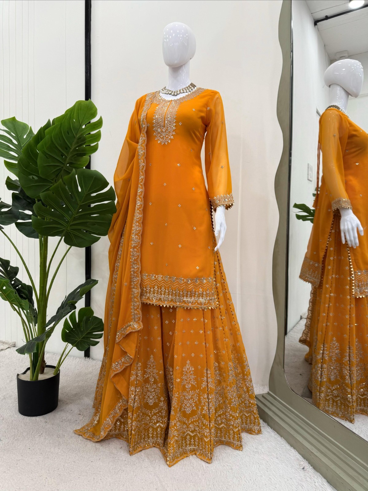 INDIAN SALWAR KAMEEZ PAKISTANI WEDDING PARTY DRESS WEAR BOLLYWOOD SUIT SHARARA