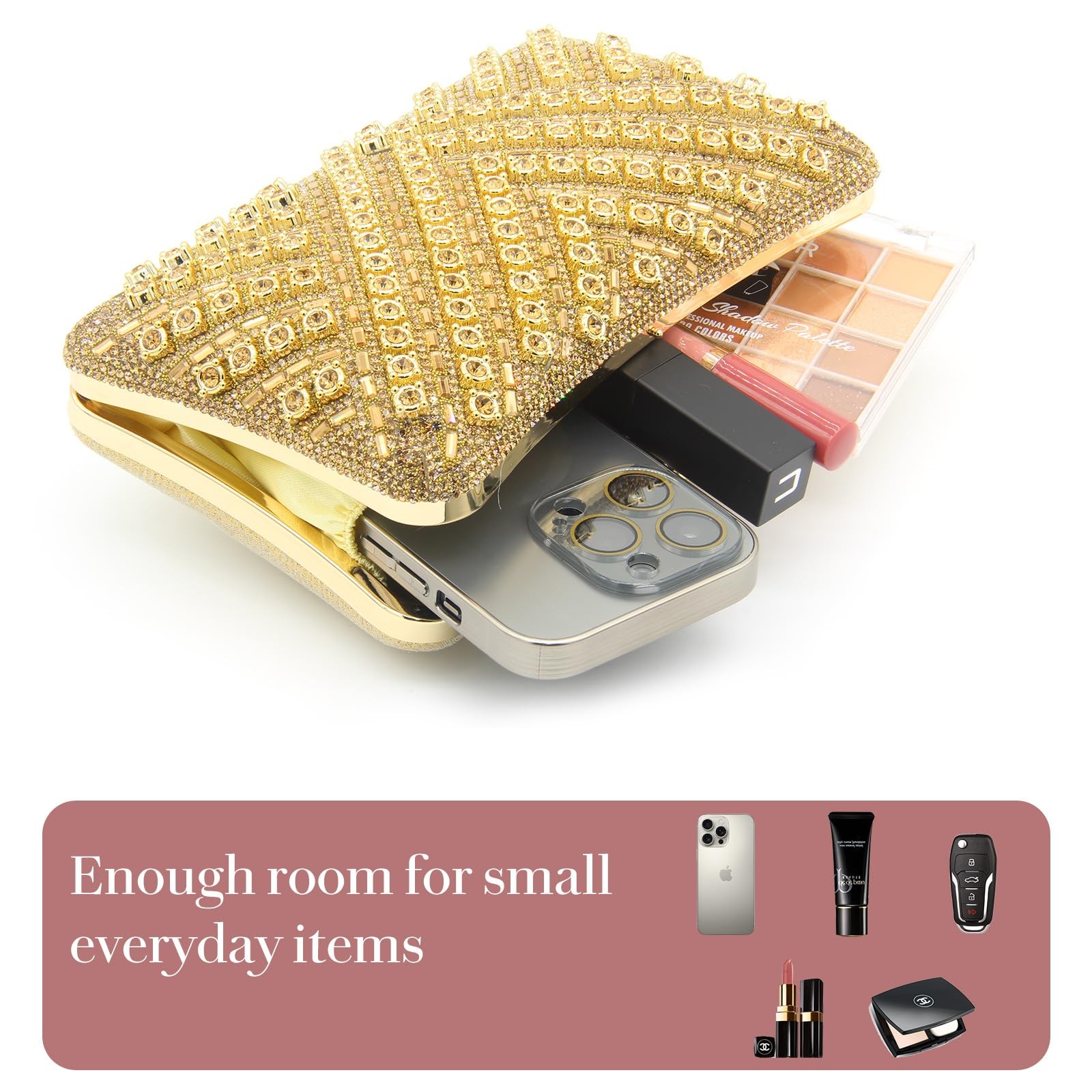 Elegant Rhinestone Clutch Purse for Women, Sparkly Evening Bag for Parties