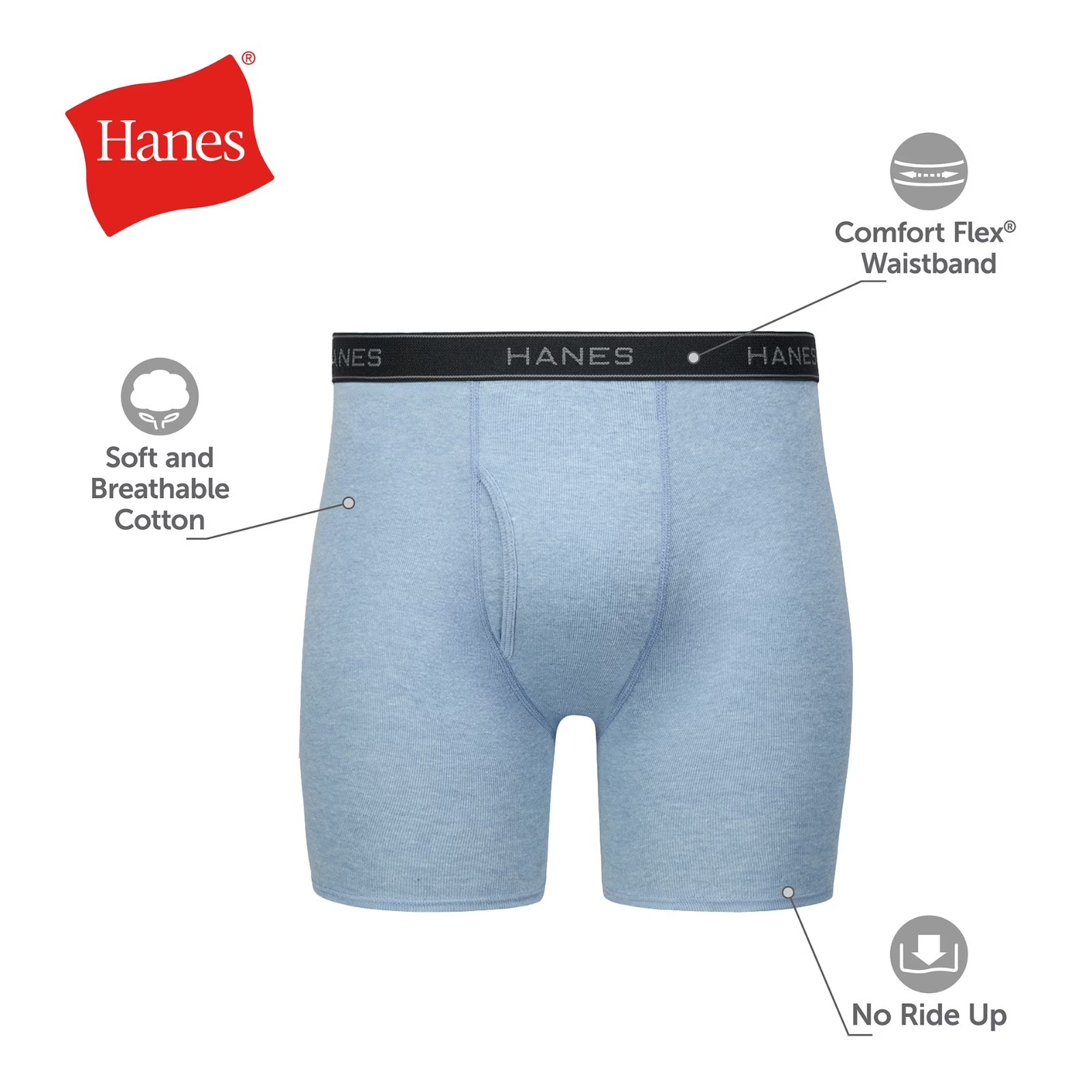 Hanes Men’s Super Value Pack Assorted Boxer Briefs, 10-Pack Soft and Breathable