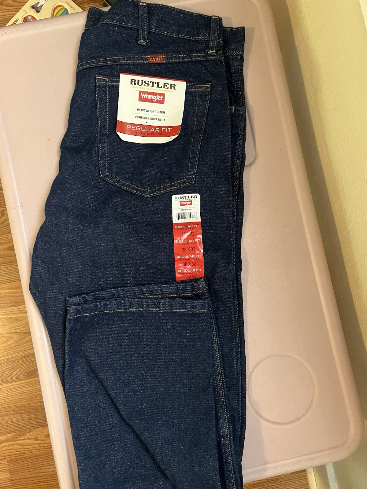 Rustler by Wrangler Regular Fit Straight Leg Jeans Men’s 38×32 Dark Wash NWT
