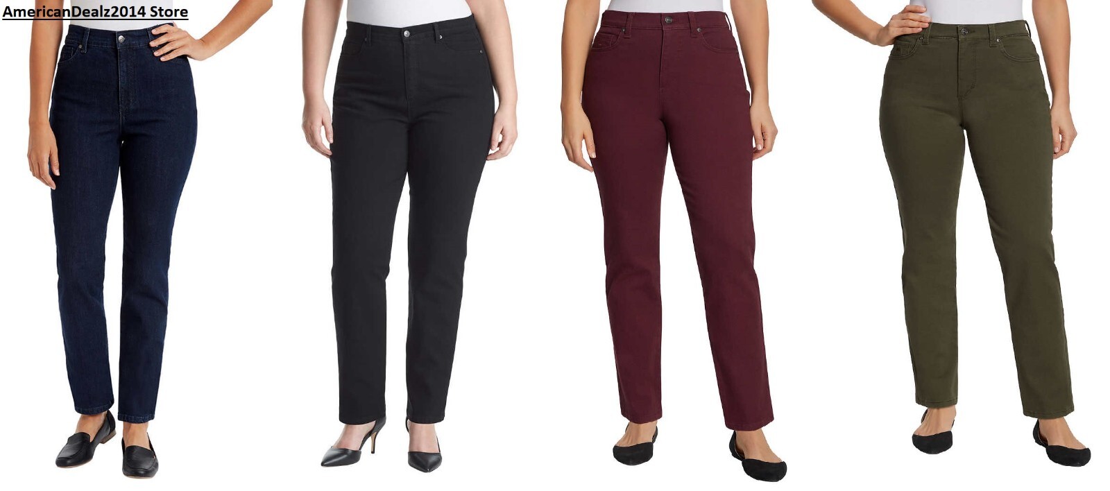 Gloria Vanderbilt Ladies’ Amanda Stretch Denim Jean Blue, Black, Red OR Green