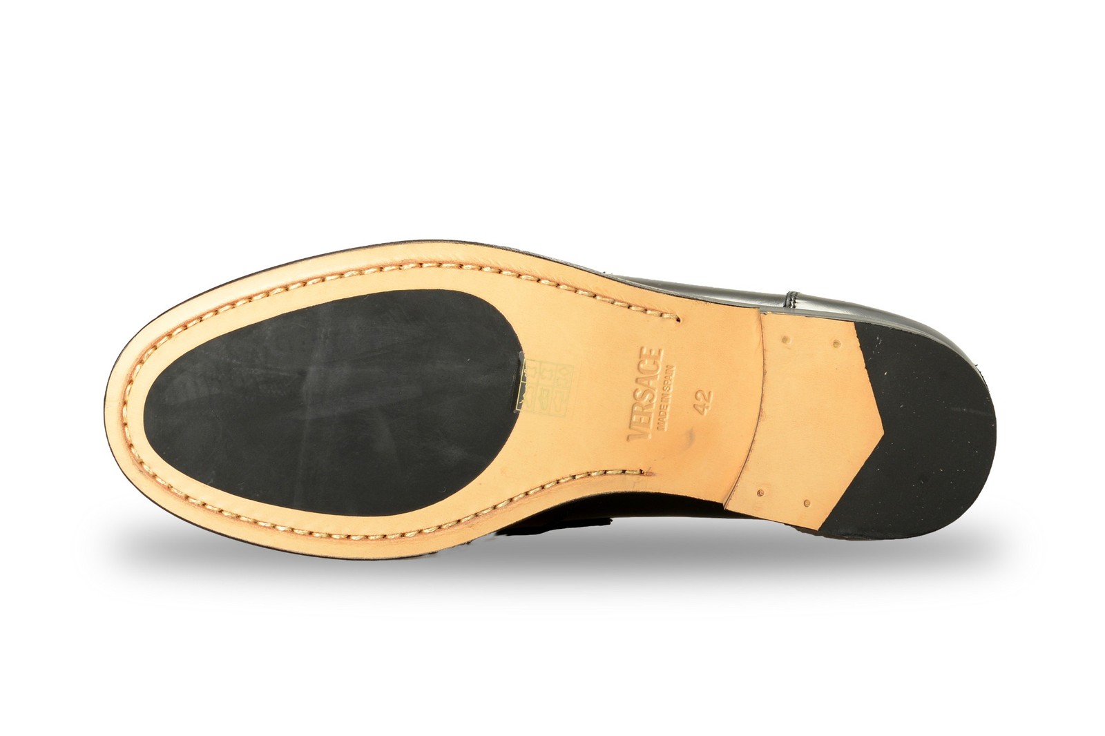 Versace Men’s Black Leather Gold Medusa Logo Loafers Shoes US 9 IT 42