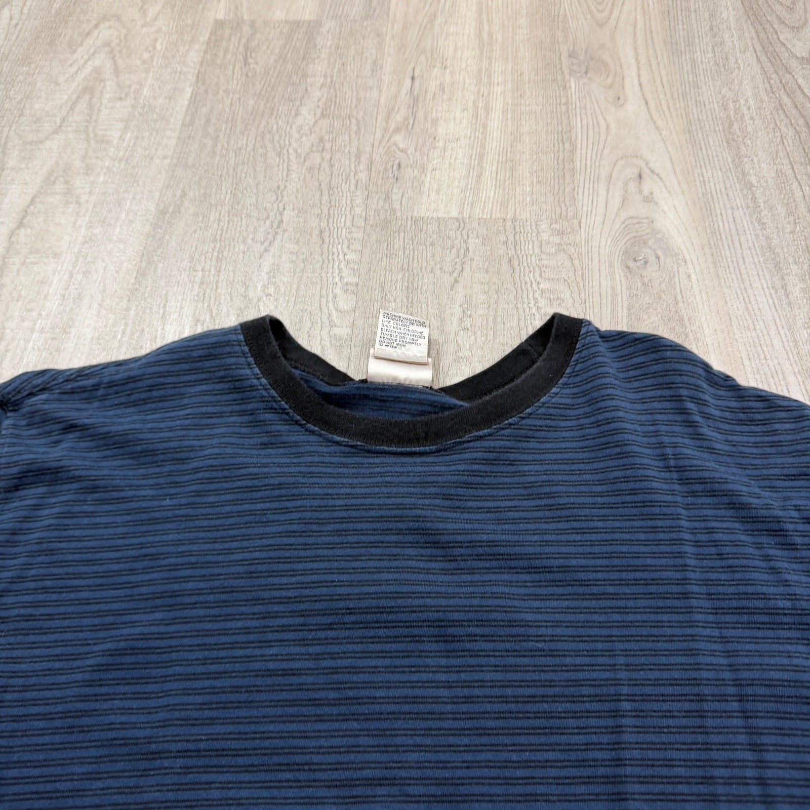 Vintage Falls Creek Striped Shirt Men’s Large Blue Black Striped 90s Preppy