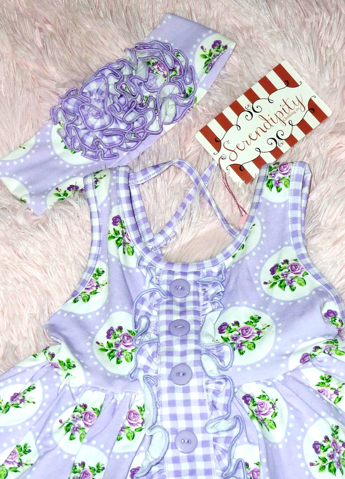 NWT Serendipity Boutique Gorgeous Picture Dress With Matching Headband 24M