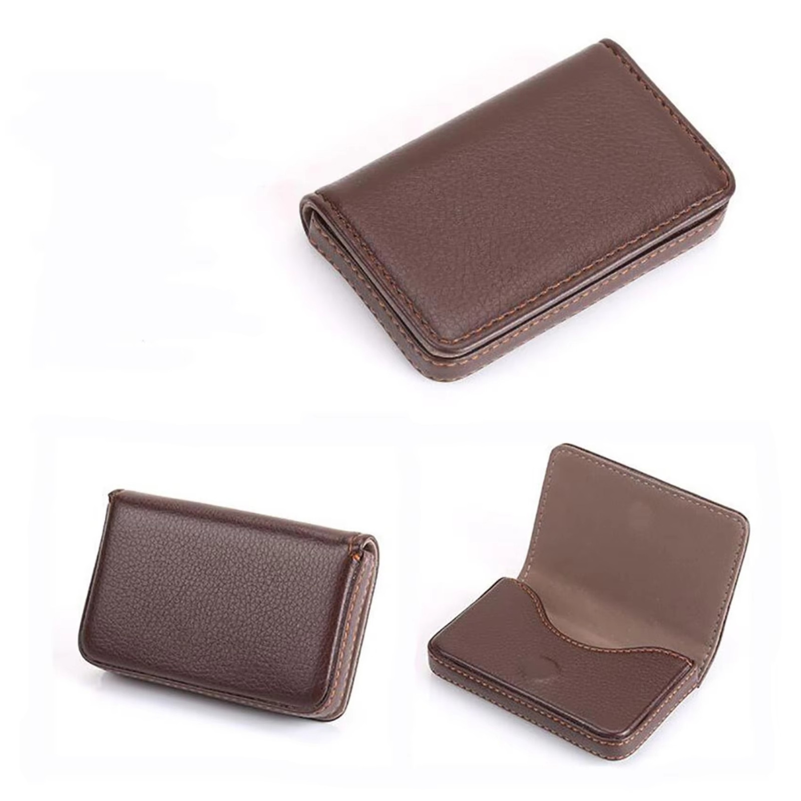 PU Leather Business Card Holder – Professional Pocket Wallet w/ Magnetic Closure