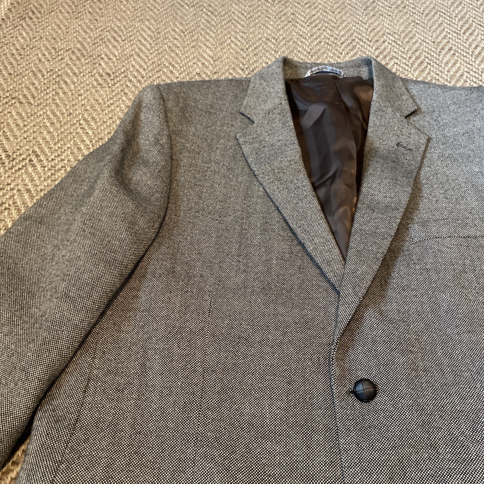 Saddlebred Mens Sz 44L Wool Blend Nailhead Blazer Jacket BlokeWear Elbow Patch