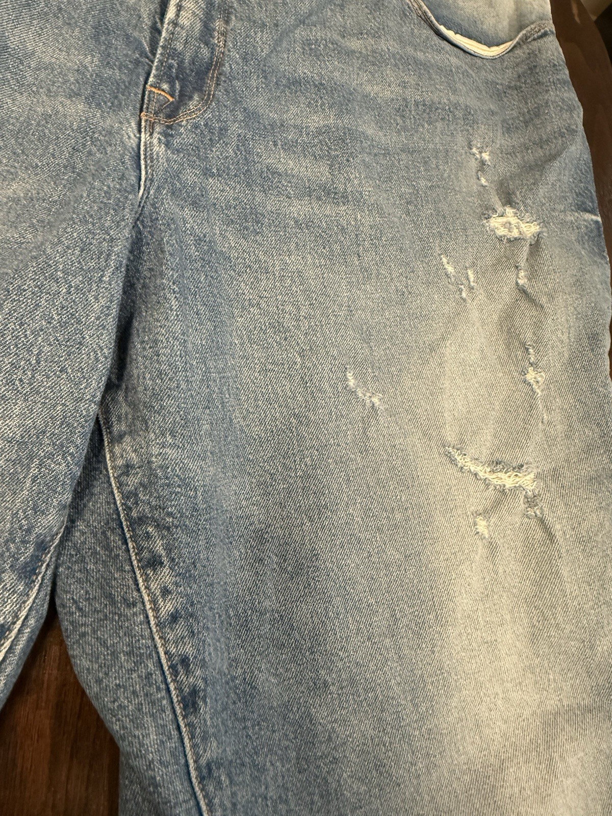 Good American Size 18 Good Classic High Rise Distressed Straight Leg Blue Jeans