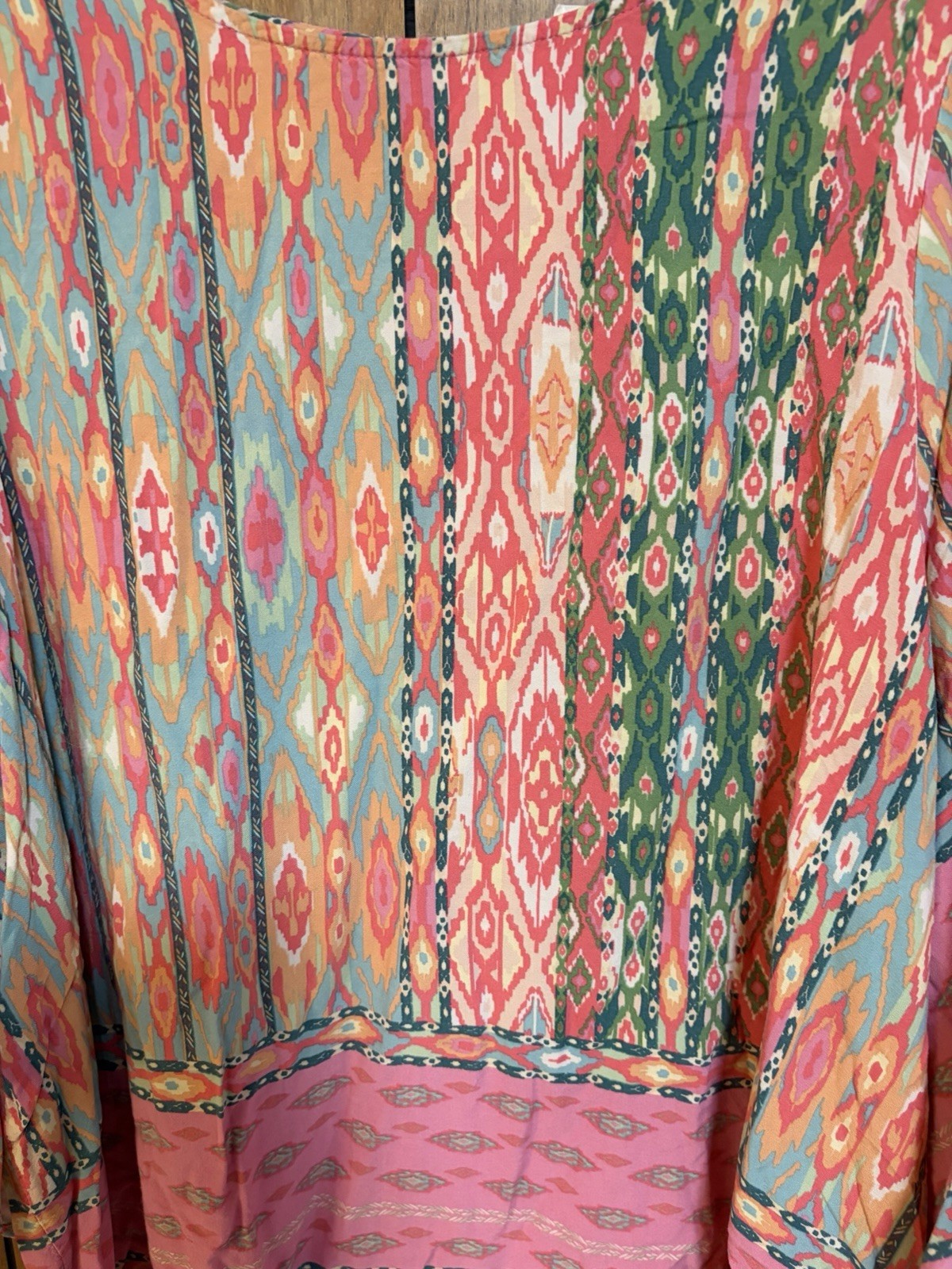 Boho Festival Pink Spring V-Neck Lightweight 3/4 Bell Sleeves Blouse