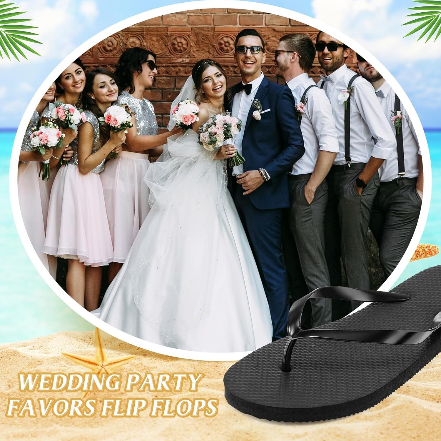 72 Pairs Flip Flops Bulk for Wedding Assorted Size Sandals Pack Casual Slippers