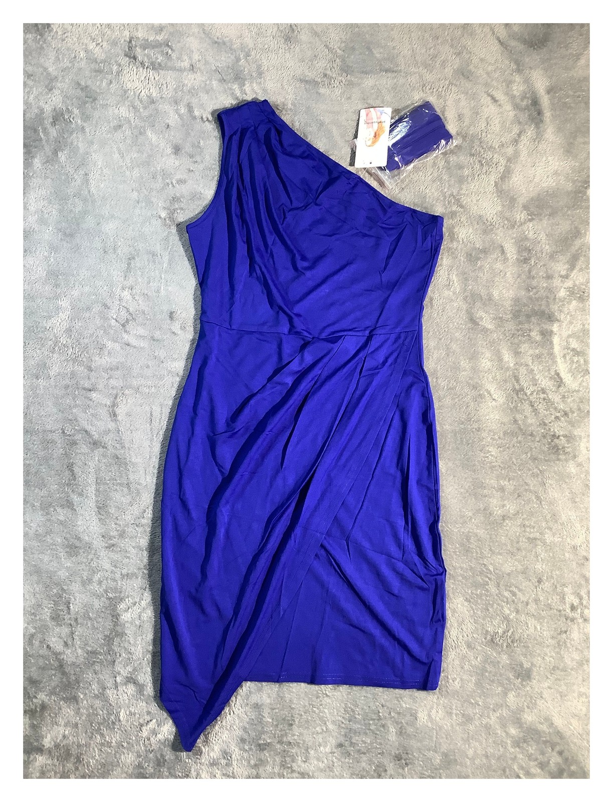 PRETTYGARDEN Royal Blue One Shoulder Ruched Bodycon Dress Size M NWT Cocktail