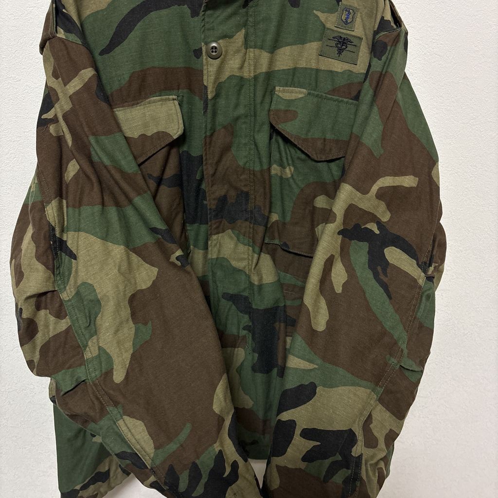 【US ARMY】 86年納入 米軍 実物 M-65 ウッドランドカモ フィールドジャケット S-3672