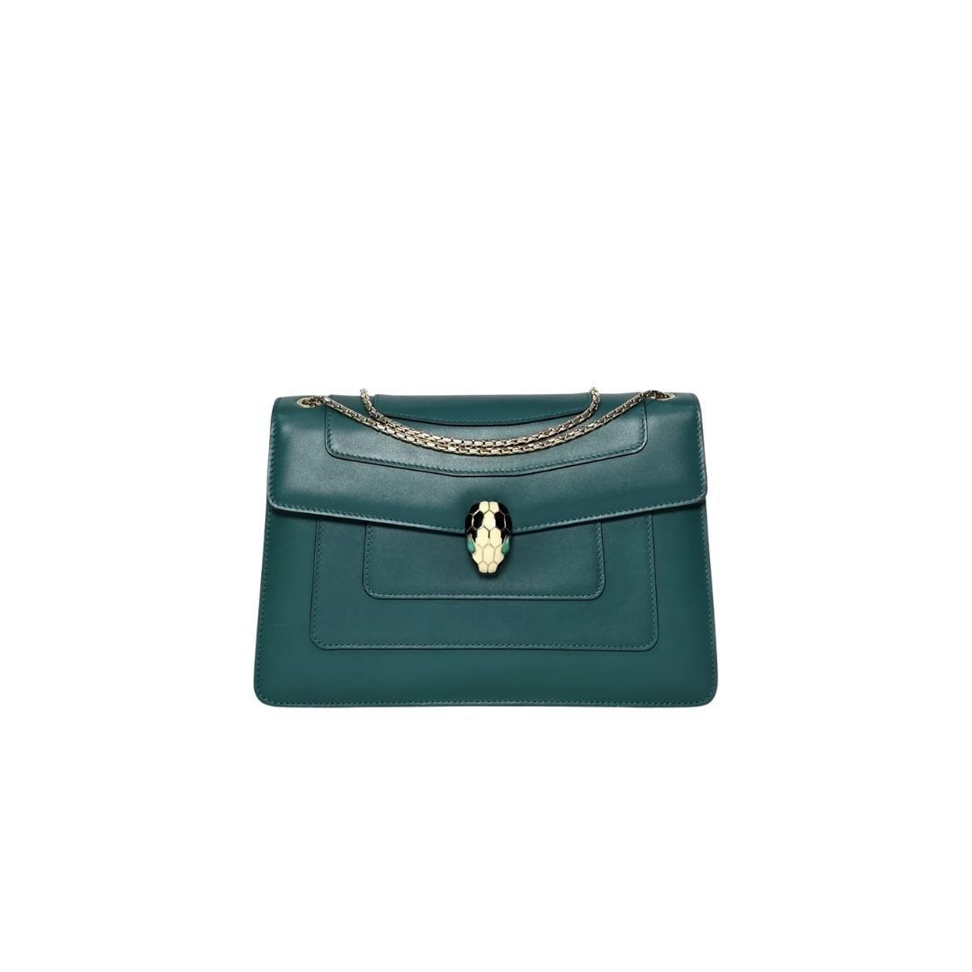 Bvlgari Serpenti Forever Green GHW Shoulder Bag 27x17x5cm SN: 2939825Y