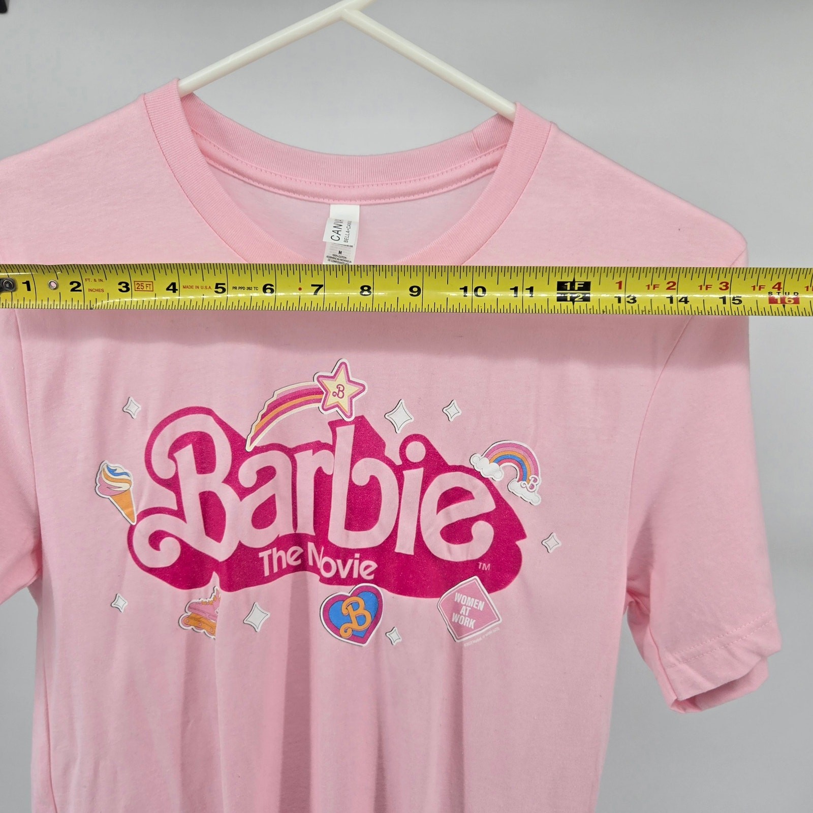 Bella + Canvas Womens Tshirt Pink Size Medium Barbie Movie Short Sleeve Preowned