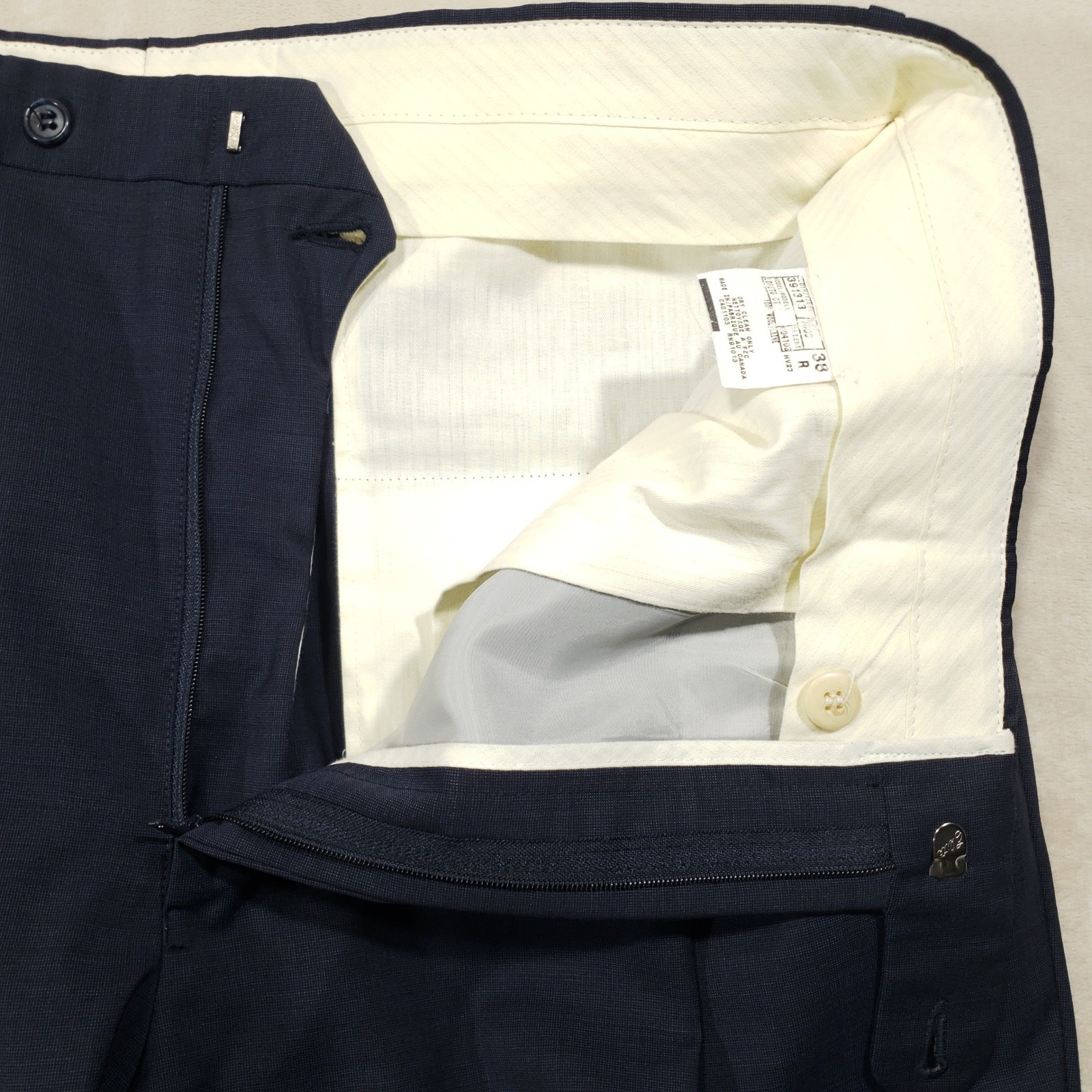 Jack Victor Suit Mens 44R 38W Navy Blue Wool Loreto Two Button Pleated Cuffed