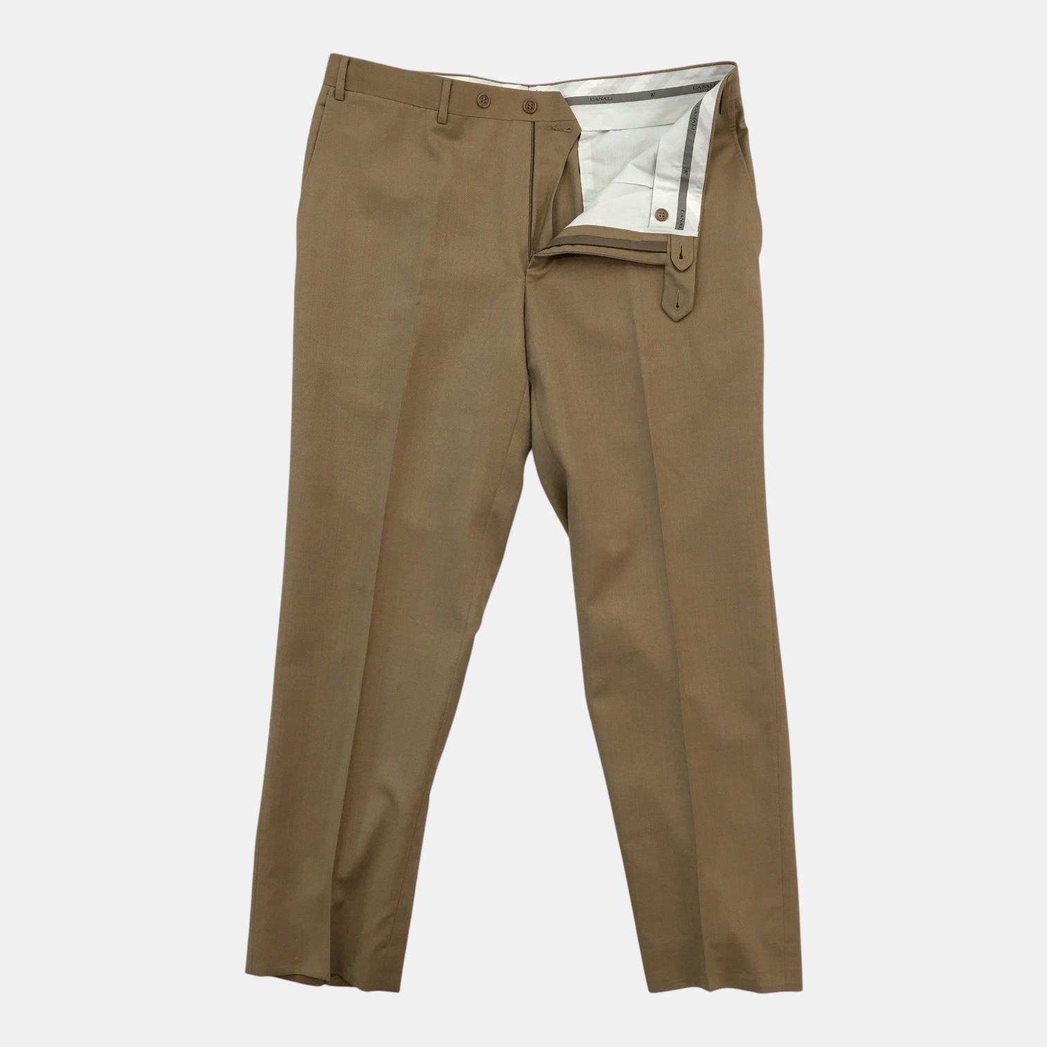 Canali 1934 Mens Brown 100% Wool Flat Front Dress Pants Trousers Size 36 52 IT
