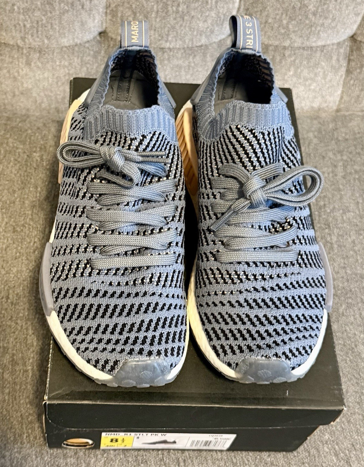 adidas NMD_R1 STLT Primeknit Low Top Sneakers Gray/Black CQ2029 size 8.5