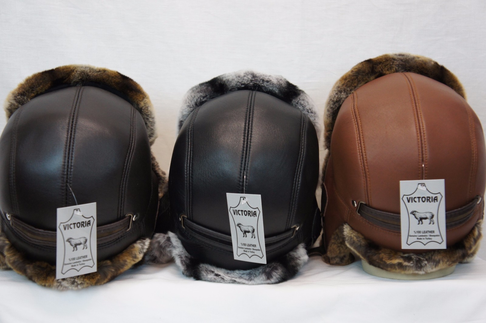 GENUINE CHINCHILLA Rex Fur REAL LEATHER Unisex Trapper Ushanka Winter Hunter Hat