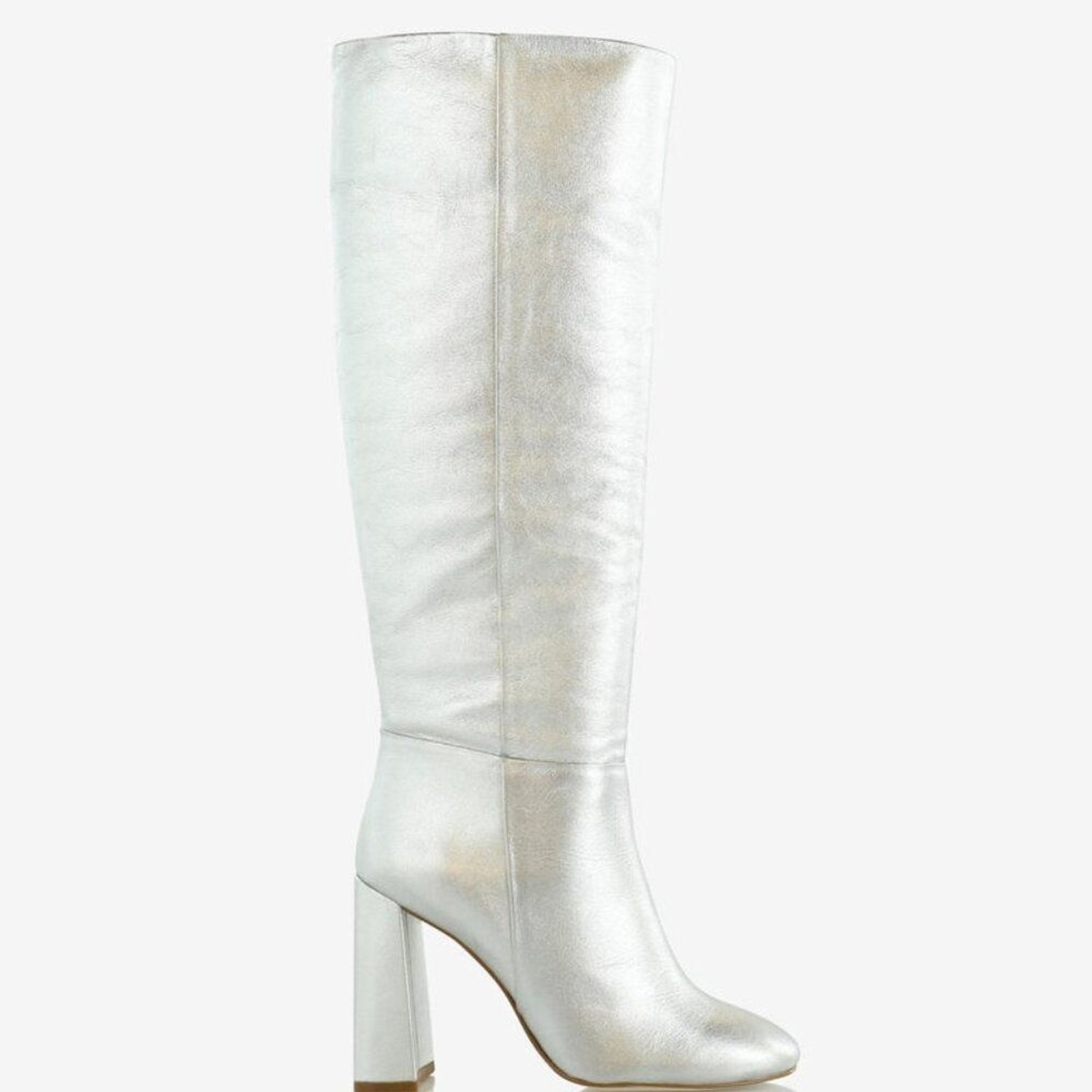 Cynthia Rowley Women’s Chloe Leather Tall Silver Boot Boots Sz 6 NWOB 498 IRRG