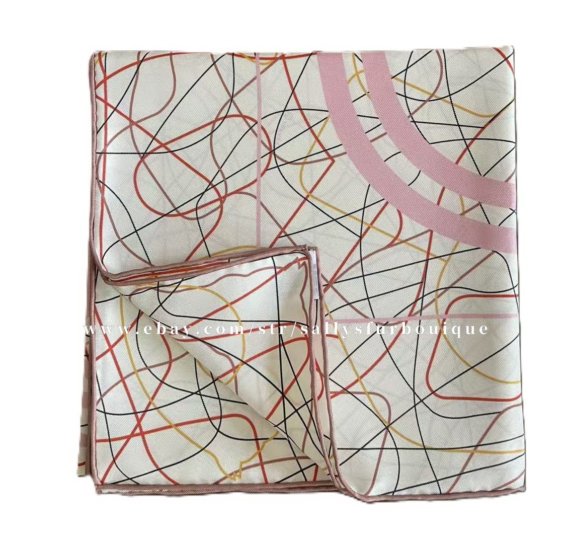 Sallys 18 Momme Heavy Twill Silk Saddle Print Wrap Scarf Double Face Shawl 90cm