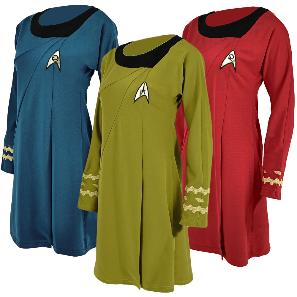 Classic TOS Blue Uniform Female Duty TOS Red Dress Halloween Costumes