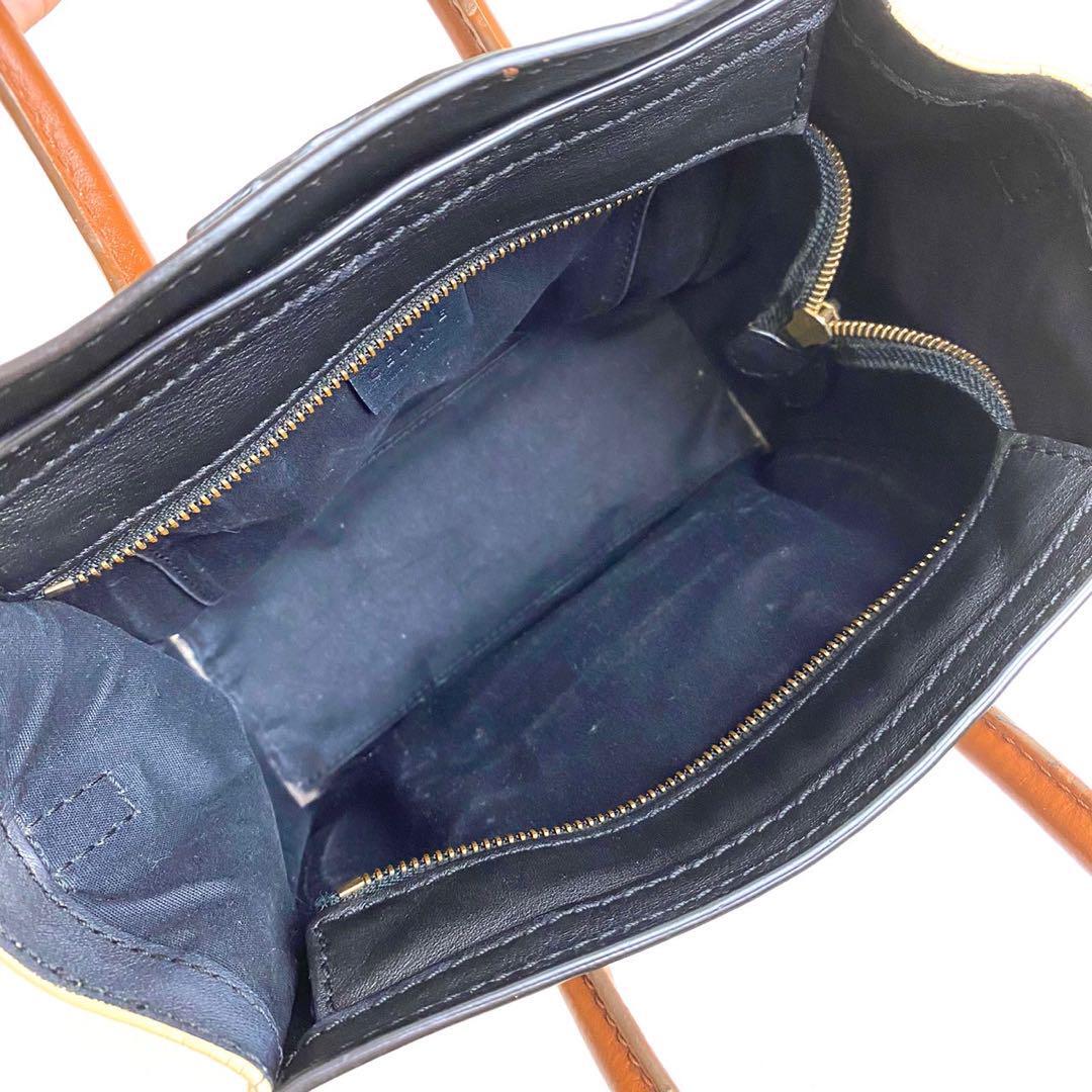 CELINE Mini Luggage Nano Hand Tote Bag Leather Black Brown Used From Japan rare