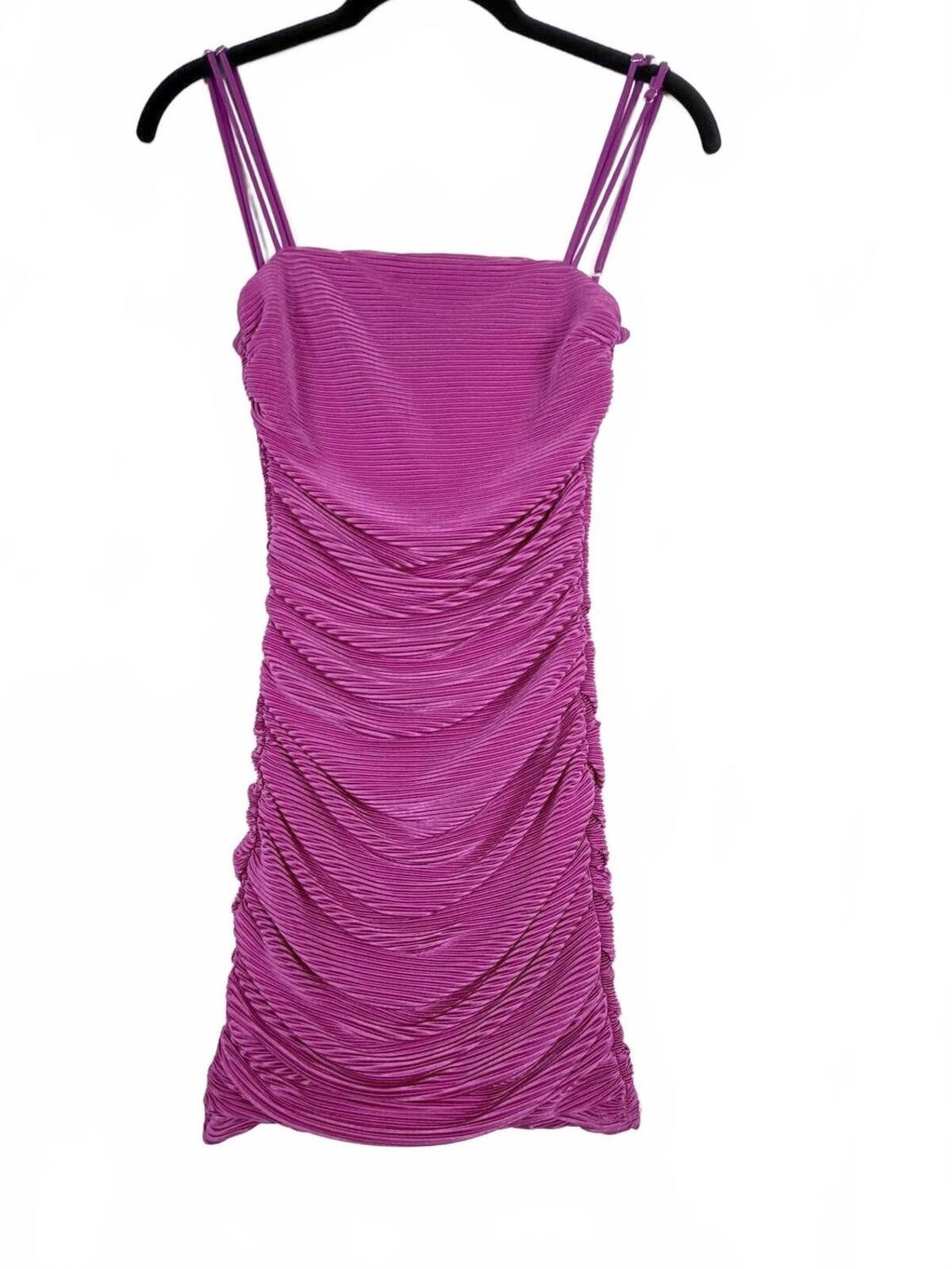 Lucy in the Sky Fuchsia Plissé Ruched Multi-Strap Mini Dress Size XS
