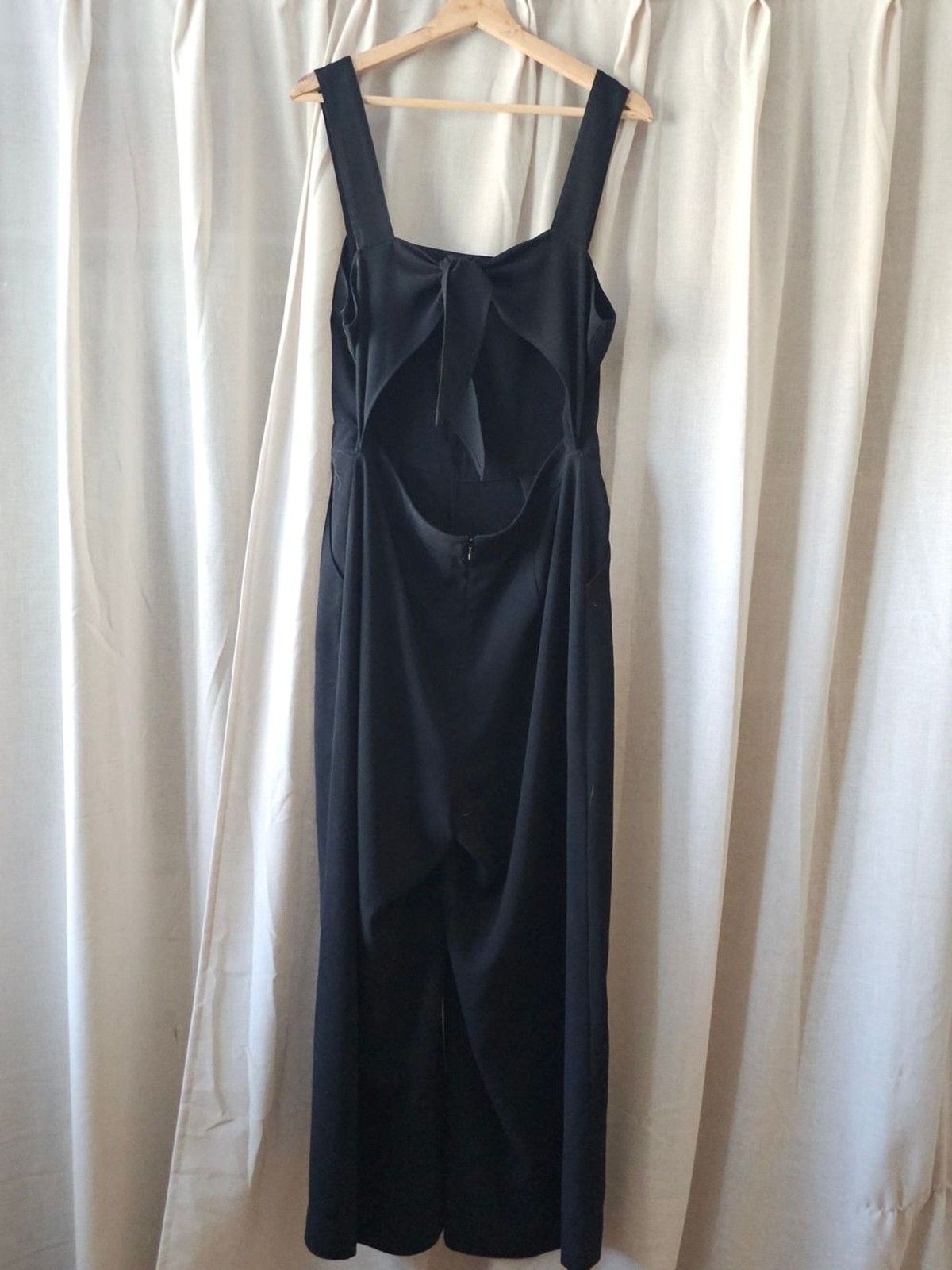 Madewell Tie-Back Wide-Leg Jumpsuit Black Size 12 Tencel Lyocell Viscose