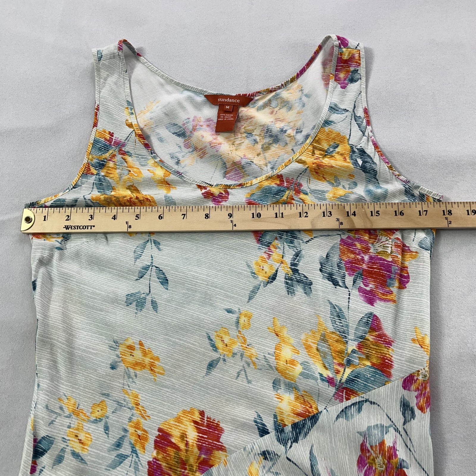 Sundance Maxi Dress Medium Light Blue Floral Rayon Sleeveless Boho Cottagecore