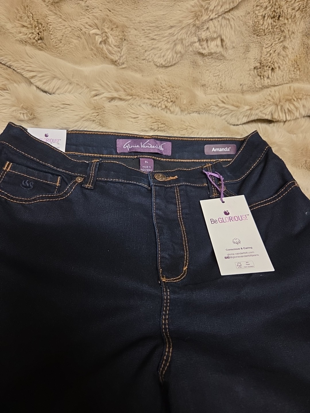 Gloria Vanderbilt Women’s Amanda Jeans Size 8 Long Classic Fit Taper Leg Stretch
