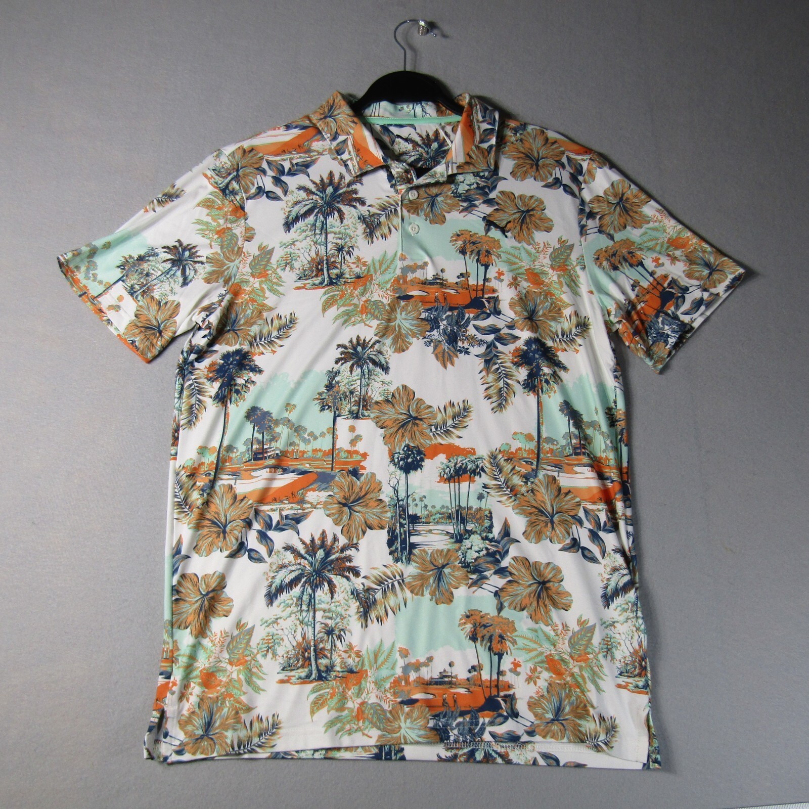 NWT Puma Cloudspun Palm Polo Shirt Men’s S warm white-mint jelly-melon