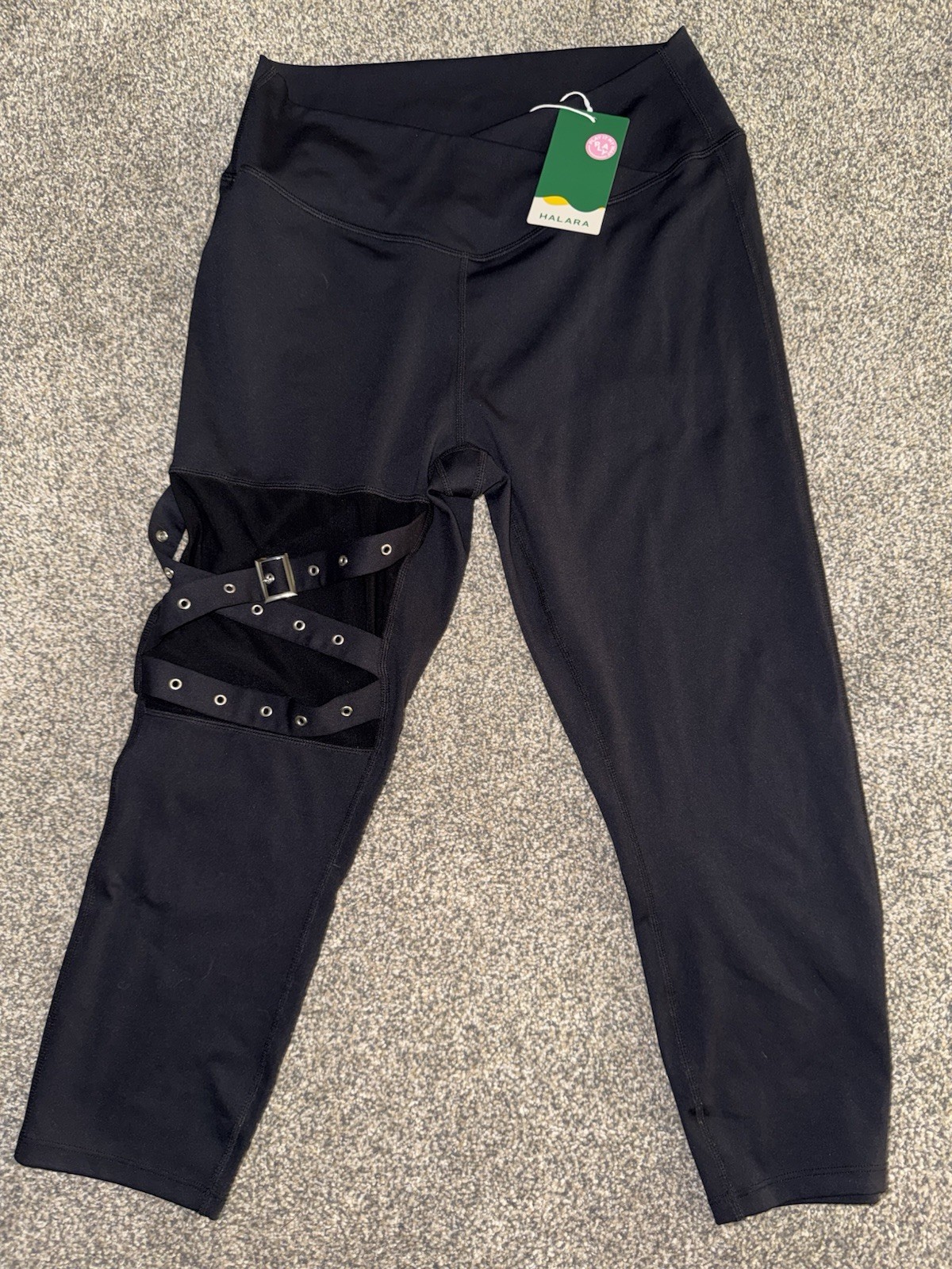 Halara Play It My Way Black High Rise Ankle Leggings Stretch Yoga Size L