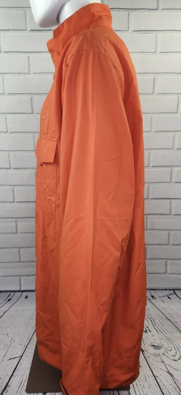 Nike Sportswear Jacket Mens Large Orange Woven M65 Full Zip Button Military New
