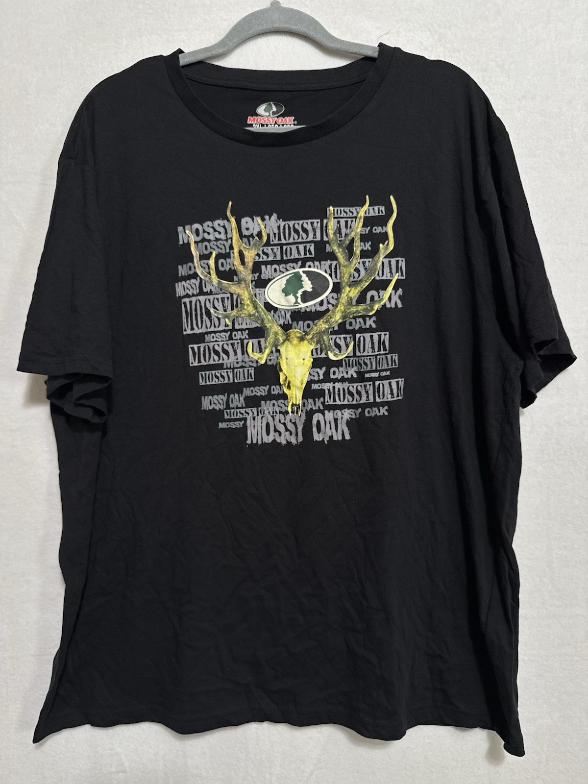 Mossy Oak Men XXL Black Short Sleeve Shirt Deer Skull Buck Graphic Hunting Tee