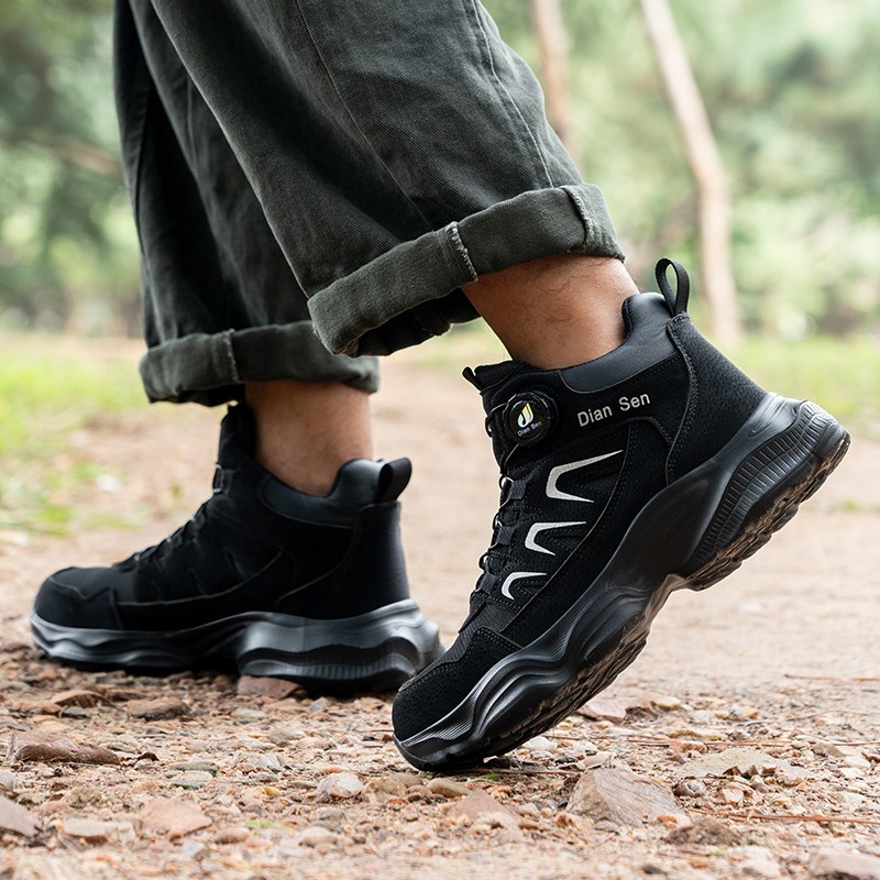New Fashion Men Indestructible Work Shoes Rotary Buckle Steel Toe Safety Shoes