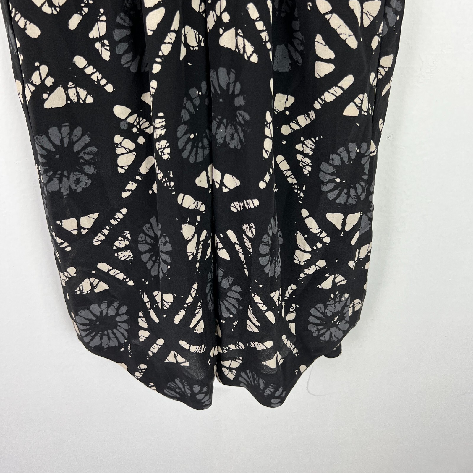 Madewell Starview Batik Grid Silk Cami Dress Racerback Black Size 4 EUC L1579