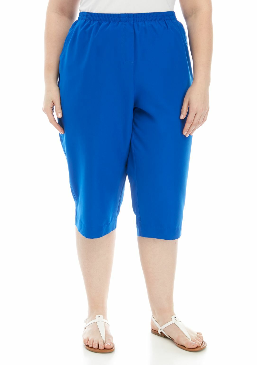 Jack David WOMENS PLUS SIZE Elastic Waist Pull On Stretch Microfiber CAPRI JEANS