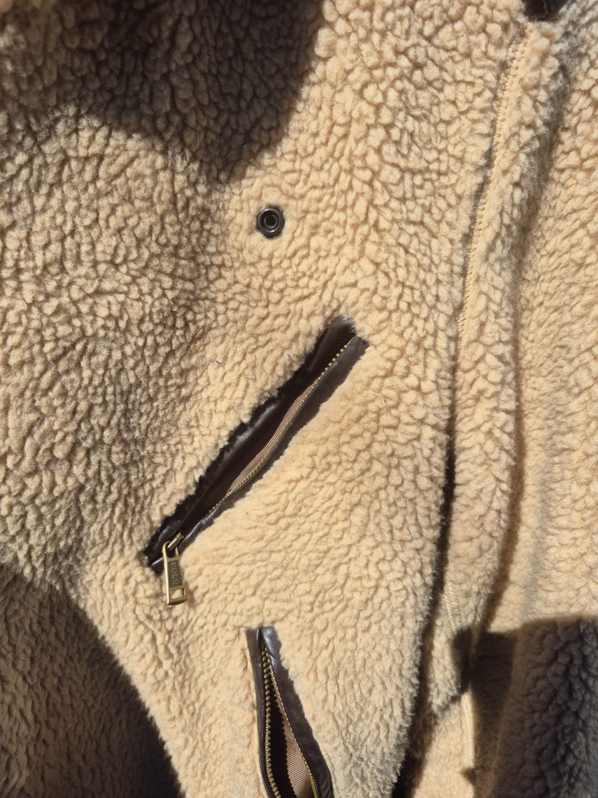 POLO RALPH LAUREN Sherpa Fleece Moto Jacket Leather Trim Women’s Size SP