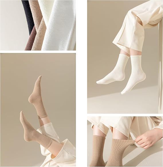 3/6 Pairs Cute Crew Socks Casual Athletic Aesthetic Cotton Socks for Fall Shoes