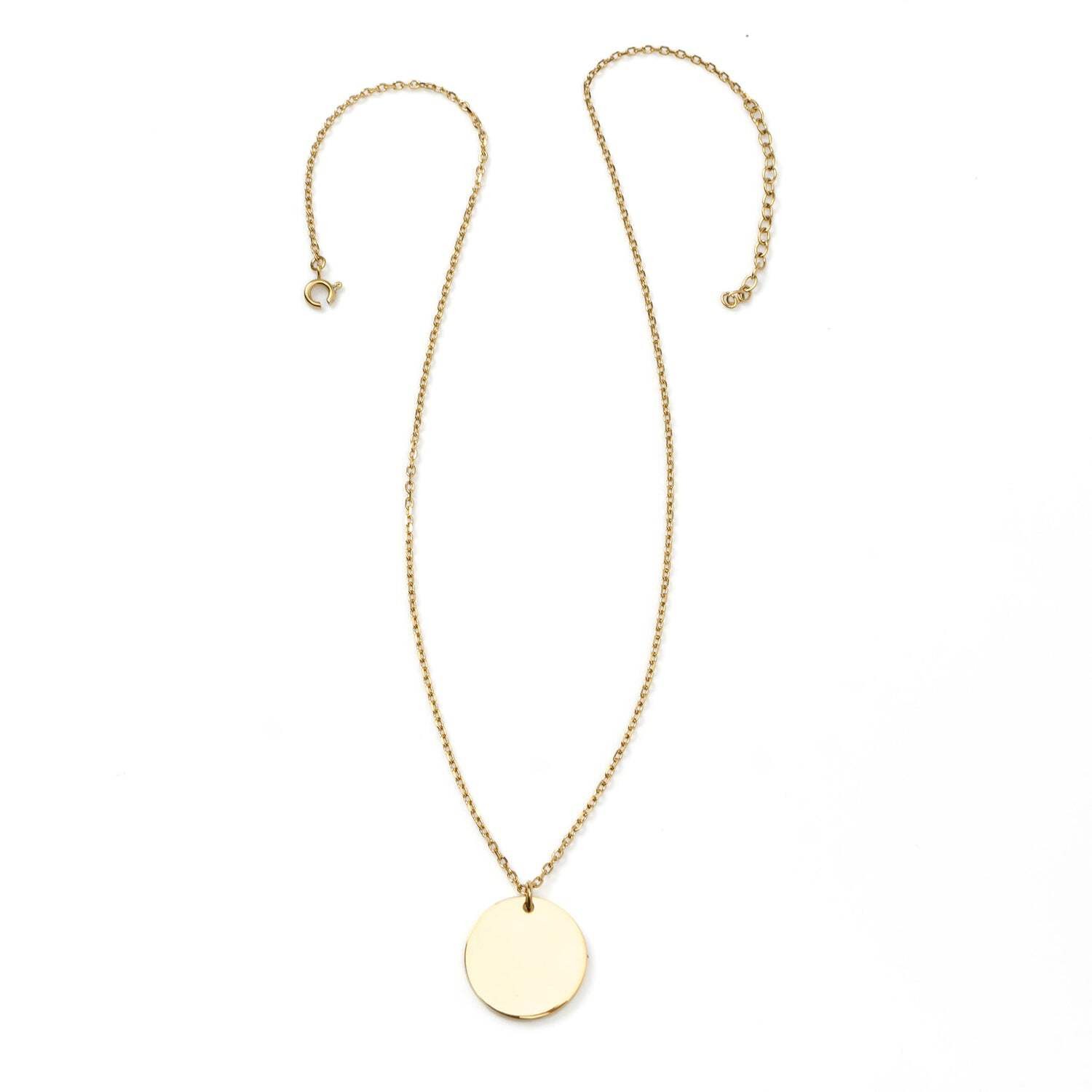 Stainless Steel Gold Engravable Round Pendant Women’s Necklace