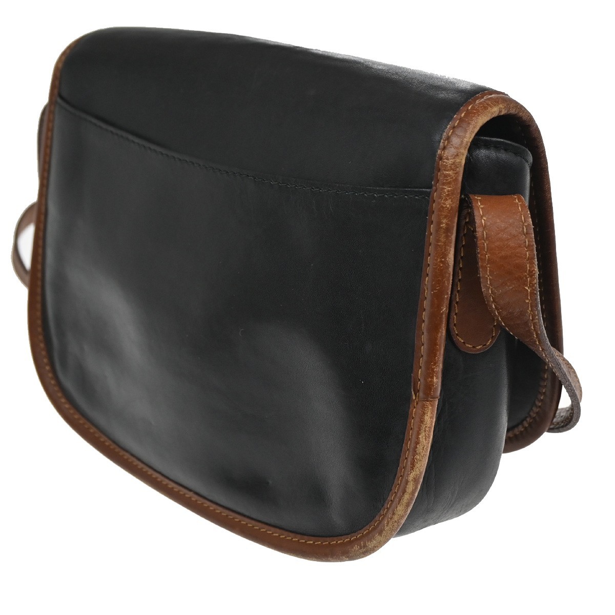 CELINE Ring Logo Shoulder Bag Leather Black Italy GHW 67CA399