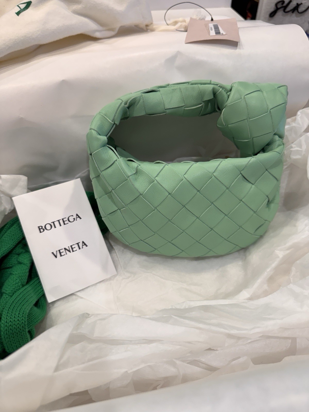 Bottega Veneta Candy Jodie Intrecciato Green Shoulder Bag Zip Gold +Dust