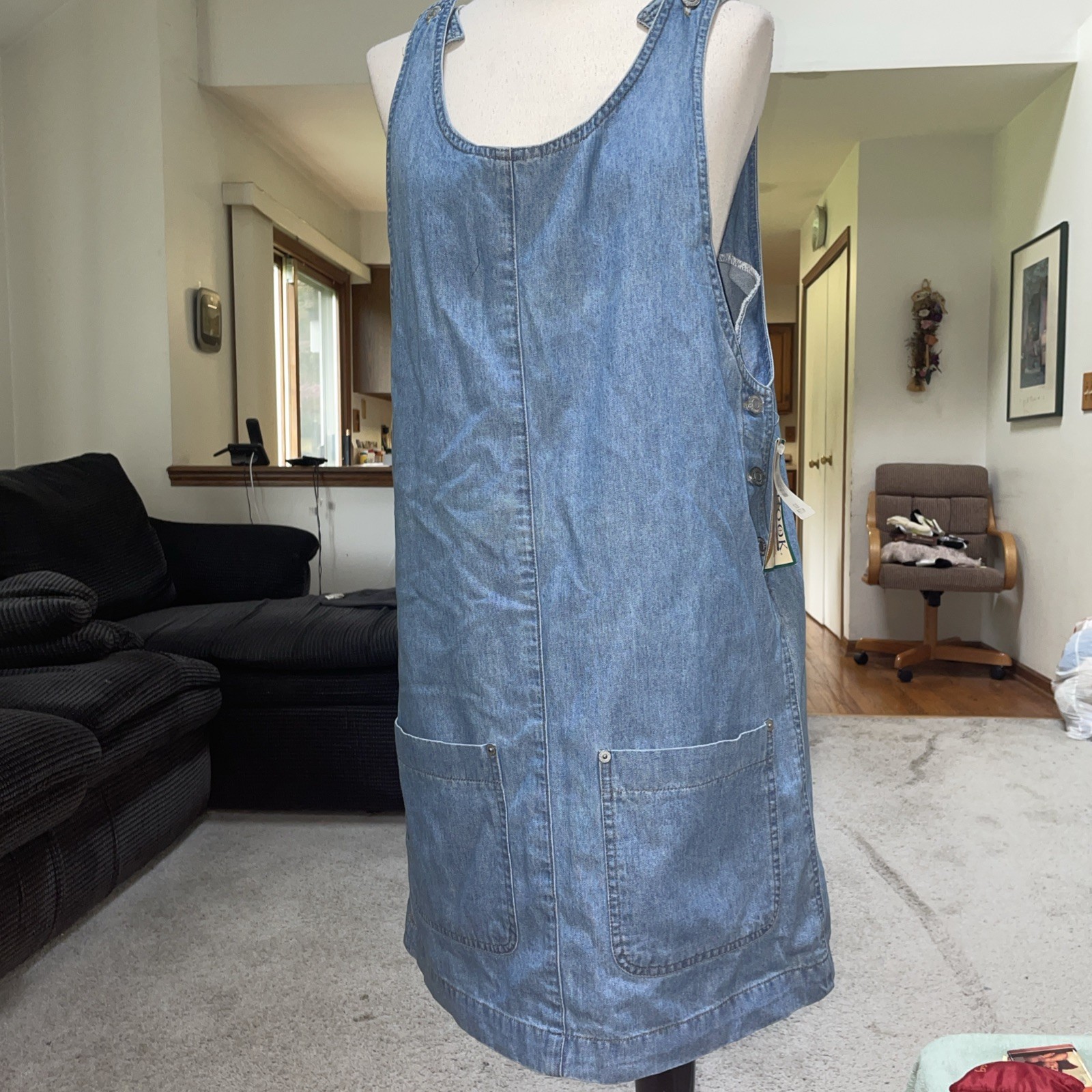 J.G. Hook Blue Denim Jumper 2 Front Pockets Size Medium New With Tags