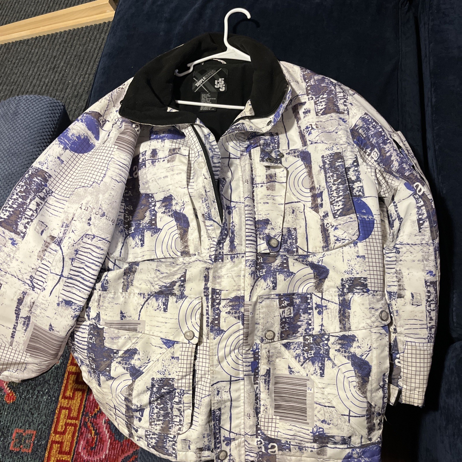Triple Nickel 555 Blue And White Jacket Size Large Vintage 90’s Baggy