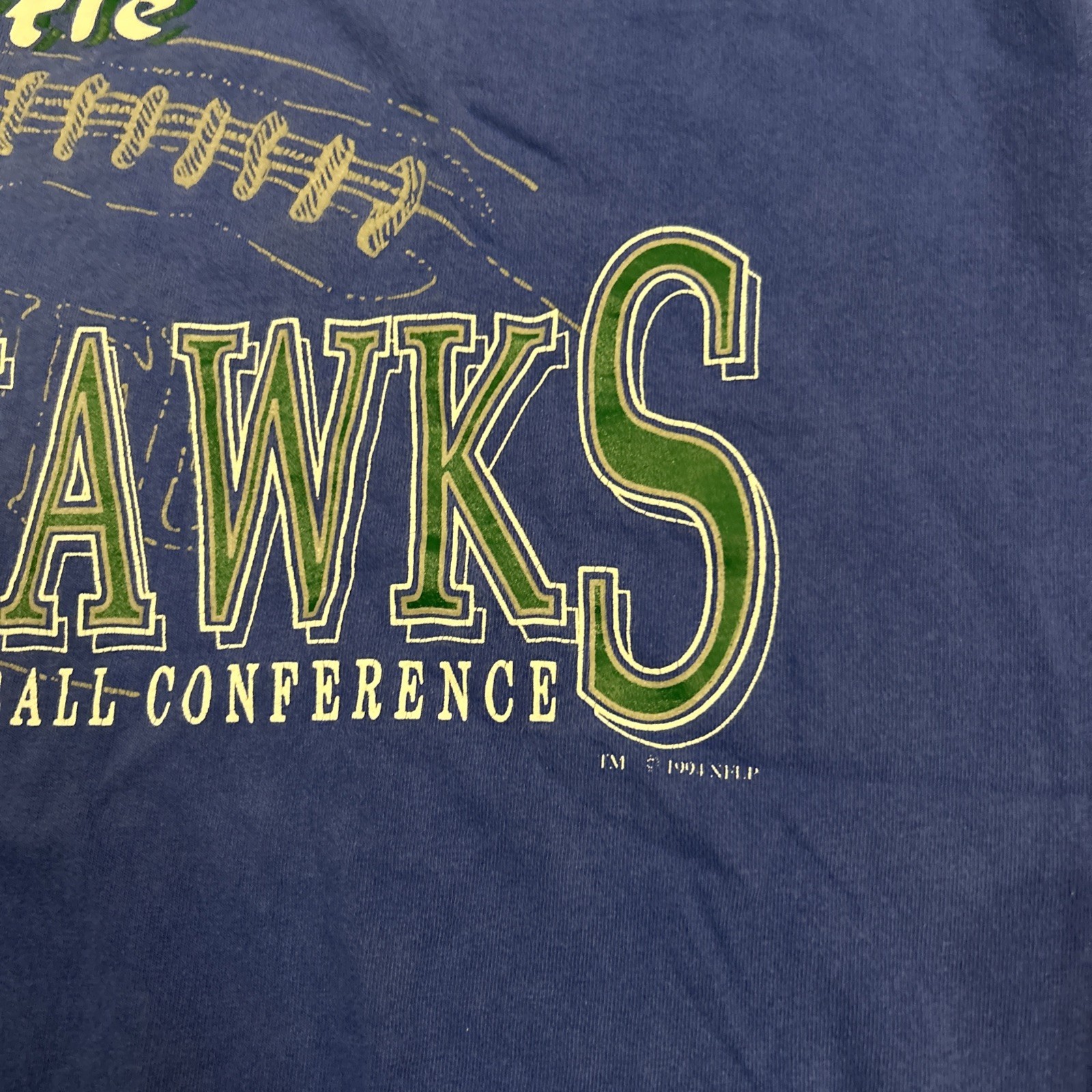 Vintage 90s Russell Athletic Blue Seattle Seahawks T Shirt Size XL USA