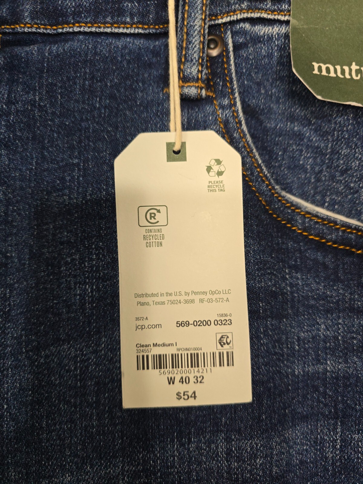 Mutual Weave Womens Jeans 40×32 NWT Blue Skinny Fit Skinny Leg Sits Below Waist